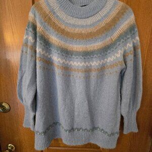 J Crew new without tags small Blue Fair Isle Yoke pullover sweater